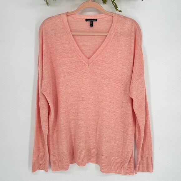 Eileen Fisher Coral V-Neck Sweater S Petite Lightweight Minimalist  soft girl - Picture 2 of 6